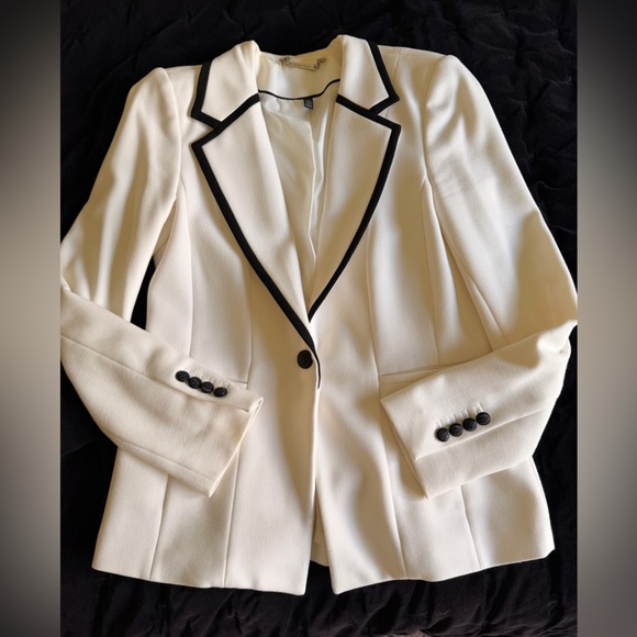 White House Black Market Jackets & Blazers - White House Black Market Cream Blazer with Black Trim